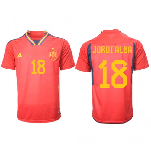 Maillot de foot Espagne Jordi Alba #18 Domicile Monde 2022 Manches Courte